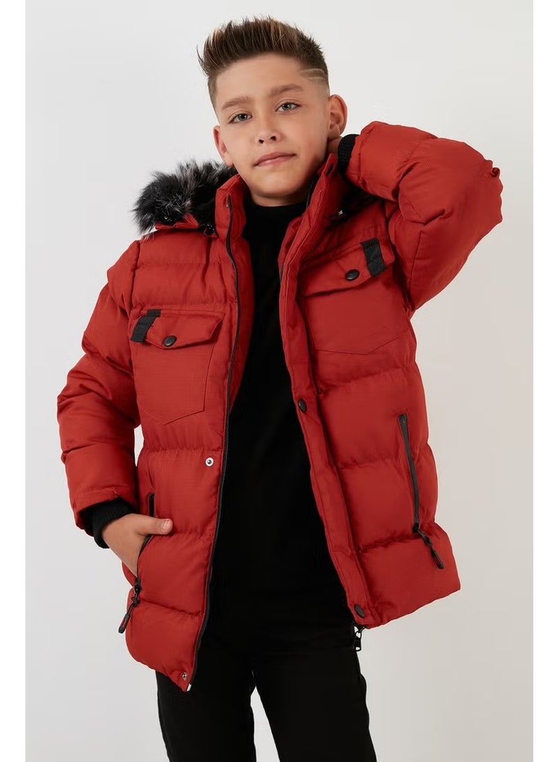 Lela Plush Lined Removable Hooded Puffer Coat Boys' Coat 5760023 - Image 2